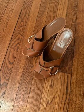 Gucci Brown Leather Open-Toe Horsebit Mules